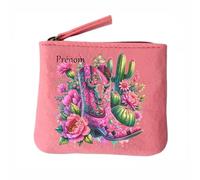 Porte Monnaie Rose Motif Skull Bull Texas Personnalisable