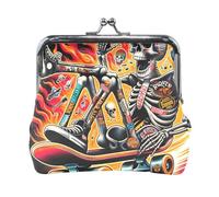 Porte-monnaie rouge squelette patineur étui organisateur sac à main avec fermoir pochette portable organisateur portefeuille organisateur, Skater Squelette Rouge, one size, Skater Squelette Rouge