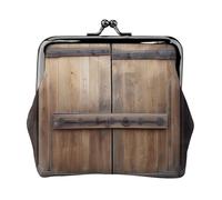 Porte-monnaie rustique antique en cuir PU imprimé porte monnaie baiser serrure mini pochette portefeuille sac à langer pour femmes filles enfants, Noir , Taille unique, Pochette à monnaie