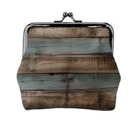 Porte-monnaie rustique avec imprimé bois de grange ancienne pour femmes et filles - Mini pochette portefeuille avec serrure à baiser - Joli portefeuille en cuir, Noir , Taille unique, Pochette à