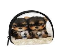 Porte-Monnaie,Sacs à Main Portefeuille Pochette de Changement Sac à Main Mini Portefeuilles pour Femmes Filles Cadeau,Yorkshire Terrier Chiots Chiens Mignons Jumeaux Yorkie