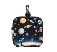 Porte-monnaie Saturne Jupiter Earth Print - Mini pochette portefeuille avec porte-clés - Pour voyage, usage quotidien et cadeaux