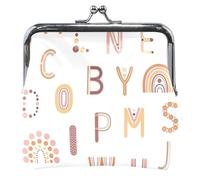 Porte-monnaie simple en cuir avec boucle de verrouillage pour homme et femme - Lettres simples blanches, Lettres simples blanches, Classique.
