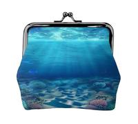 Porte-monnaie sous-marin avec imprimé vue sur la mer pour femmes et filles - Mini pochette portefeuille avec verrou à baiser - Joli portefeuille en cuir, Noir , Taille unique, Pochette à monnaie