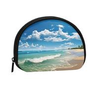 Porte-monnaie Squeeze Petit portefeuille zippé Plage de sable imprimé Porte-monnaie Noir, Taille unique, Imprimé, Noir , Taille unique, Imprimé