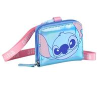ARTESANÍA CERDÁ - Porte-monnaie Stitch - sangle, design irisé bleu et rose, fermeture éclair
