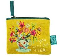 Porte monnaie Tasse de thé en coton décoré Allen Moutarde G
