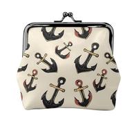 Porte-monnaie tendance avec imprimé ancre pour femme, porte-monnaie en cuir synthétique