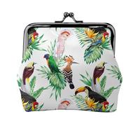 Porte-monnaie tendance en cuir synthétique pour femme Motif toucan et cacatoès