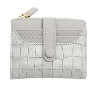 Porte-monnaie tendance en cuir synthétique pour femme - Petit portefeuille court - Porte-cartes - Fermeture éclair, gris, 11.9*9*2.2cm