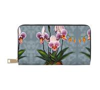 Porte-monnaie tendance et polyvalent avec motif orchidées florales pouvant contenir des téléphones portables, des pièces de monnaie, des clés