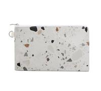 Porte-monnaie Terrazzo blanc avec porte-clés - Joli porte-monnaie portable avec fermeture éclair pour homme et femme - Taille unique - Motif floral, Style :, Taille unique, Motif floral
