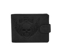 LOLUNA® Portefeuille Moto Vintage Patte Italien Homme en Cuir Protection RFID - idée Cadeau fête, Anniversaire (Noir Tete Patte)