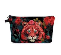 Porte Monnaie Tigre De Fleurs Petite Trousse Maquillage Trousse Maquillage Femme De Voyage pour Femme Portable Trousse De Maquillage Cosmétique Organiseur,Trousse De Toilette Fille