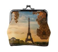 Porte-monnaie Tour Eiffel Paris automne imprimé porte-monnaie petit porte-monnaie porte-monnaie porte-cartes pochette pour pièces de monnaie petit portefeuille pour homme et femme, noir, One Size