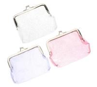 Porte-monnaie Transparent Pailleté à Fermoir, Alliage PVC, 3 Pièces | Accès Large et Structure Renforcée, pour Clés et Clés Usb, Format Poche, Aide à Garder L’ordre