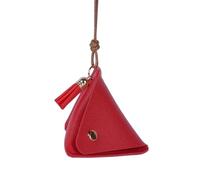 Porte-monnaie triangulaire pour femme et fille en forme de Zongzi - En polyuréthane souple - Petit porte-monnaie portable - Poche pour écouteurs, Rouge