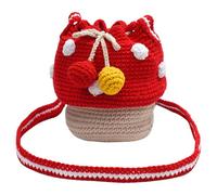 Porte-monnaie tricoté en forme de champignon, sac seau à cordon | Porte-monnaie tricoté, porte-monnaie en crochet, sac à bandoulière tricoté, tissé à la main pour écouteurs, écouteurs, accessoire