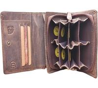 Porte Monnaie trieur + Compartiment Billets - 8 Compartiments séparés - Porte Monnaie Euro brun vintage