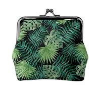 Porte-monnaie unisexe en cuir microfibre avec fermeture à pression Motif feuille de palmier Transparent