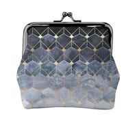 Porte-monnaie unisexe en cuir microfibre de qualité supérieure avec fermeture à pression Motif hexagones et diamants Bleu
