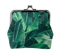 Porte-monnaie unisexe imprimé feuille de bananier tropicale - Cuir microfibre de qualité supérieure avec fermeture à pression