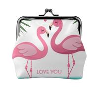 Porte-monnaie unisexe imprimé feuille de palmier et flamants roses - Cuir microfibre de qualité supérieure avec fermeture à pression