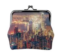 Porte-monnaie unisexe imprimé Hong Kong en cuir microfibre de qualité supérieure avec fermeture à pression