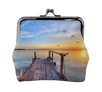 Porte-monnaie unisexe imprimé Lake Under Sunset - Cuir microfibre de qualité supérieure avec fermeture à pression