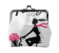 Porte-monnaie unisexe imprimé Paris Tour Eiffel en cuir microfibre avec fermeture à pression