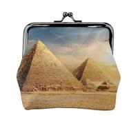 Porte-monnaie unisexe imprimé Pyramide égyptienne dans le désert - Cuir microfibre de qualité supérieure avec fermeture à pression