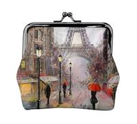 Porte-monnaie unisexe imprimé Rainy Street in Paris - Cuir microfibre de qualité supérieure avec fermeture à pression