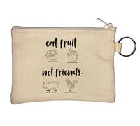 Porte-monnaie végétalien avec inscription « Eat Fruit Not Friends Go » Beige
