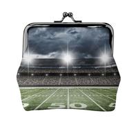 Porte-monnaie vert cool imprimé lion pour femme mignon en cuir PU porte-monnaie mini porte-monnaie pochette avec verrou Kiss-Lock, Stadium Football Satdium Field Light Night, One Size, Pochette à