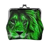 Porte-monnaie vert cool imprimé lion pour femme mignon en cuir PU porte-monnaie mini porte-monnaie pochette avec verrou Kiss-Lock, Green Cool Lion, One Size, Pochette à monnaie