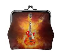 Porte-monnaie vintage avec fermeture à baiser - Motif guitare rock - Pour homme et femme, Noir , Taille unique, Pochette à monnaie