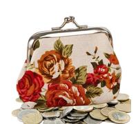 Porte-monnaie vintage avec fermeture baiser - Avec compartiment à monnaie - Avec fermeture à clip - Pour , shopping, bijoux, femmes, clés, cartes, fête, argent, femmes et plus encore, Blanc