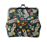 Porte-monnaie vintage avec jetons de casino, porte-monnaie de change de baiser, petit porte-monnaie en cuir synthétique pour femme