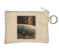 Porte-monnaie vintage avec roses de l'espace Trippy Earth and Moon Beige