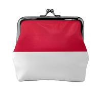 Porte-monnaie vintage en cuir avec imprimé drapeau de Monaco - Petit porte-monnaie élégant pour femme