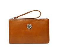 Porte-monnaie vintage en cuir de vachette pour femme - Long sac à main pour femme - Mini sac pour téléphone portable - Sac pour femme et portefeuille - Noir