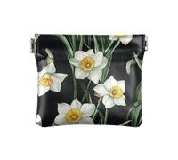 Porte-monnaie vintage en cuir noir Narcisse pour femme et fille, Vintage Narcisse Noir, 4.33"(L) x 3.74"(W) x 0.39"(H), Classique