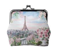 Porte-monnaie vintage en cuir synthétique léger avec fermeture éclair Tour Eiffel Paris pour pièces de monnaie et cartes