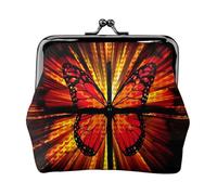 Porte-monnaie vintage imprimé papillon orange avec serrure à baiser pour homme et femme, noir, taille unique, Noir, One Size, Pochette à monnaie