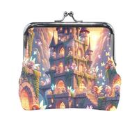 Porte-monnaie vintage Lanterne noire avec fermeture à pression, 11,4 x 10,4 cm, Château mystérieux des elfes mignons, one size, Château mystérieux des elfes mignons