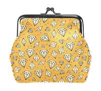 Porte-monnaie Vintage Pouch Change Purse Portefeuilles Main Dessiné à la Main Diamant Fond Jaune, Comme indiqué sur la photo, Taille unique, Organiseur de sac