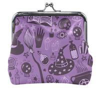 Porte-monnaie violet personnalisé avec élément magique pour femme en cuir mignon boucle baiser serrure petite pochette porte-monnaie portefeuille, Magic Element Violet, OneSize