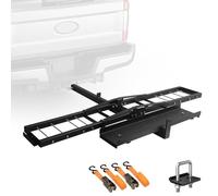 Porte-Moto pour Attelage, Porte-Moto Tout-Terrain, Récepteur de 5 Cm/2", avec Rampe de Chargement, Dispositif de Verrouillage Anti-basculement, Support de Moto en Acier Robuste pour Attelage