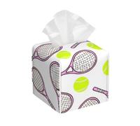 Porte-mouchoirs cubique élé en Forme de Balle et de Raquette de Tennis, Couvercle carré en Cuir pour boîte à mouchoirs - Support/Organisateur décoratif pour Meuble-lavabo de Salle de Bain