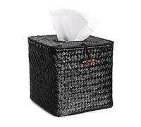 Porte-mouchoirs décoratifs Support carré for boîte à mouchoirs Housse décorative tissée Cube Articles ménagers(Black)